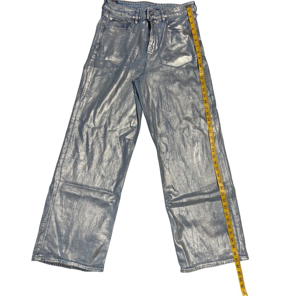 American Eagle Womens 10 Jeans Foil Metallic Maximalist Super High-Waisted - Picture 8 of 9